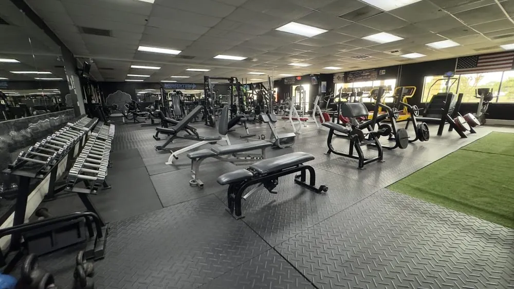 Wide view of the gym floor at Momentum
