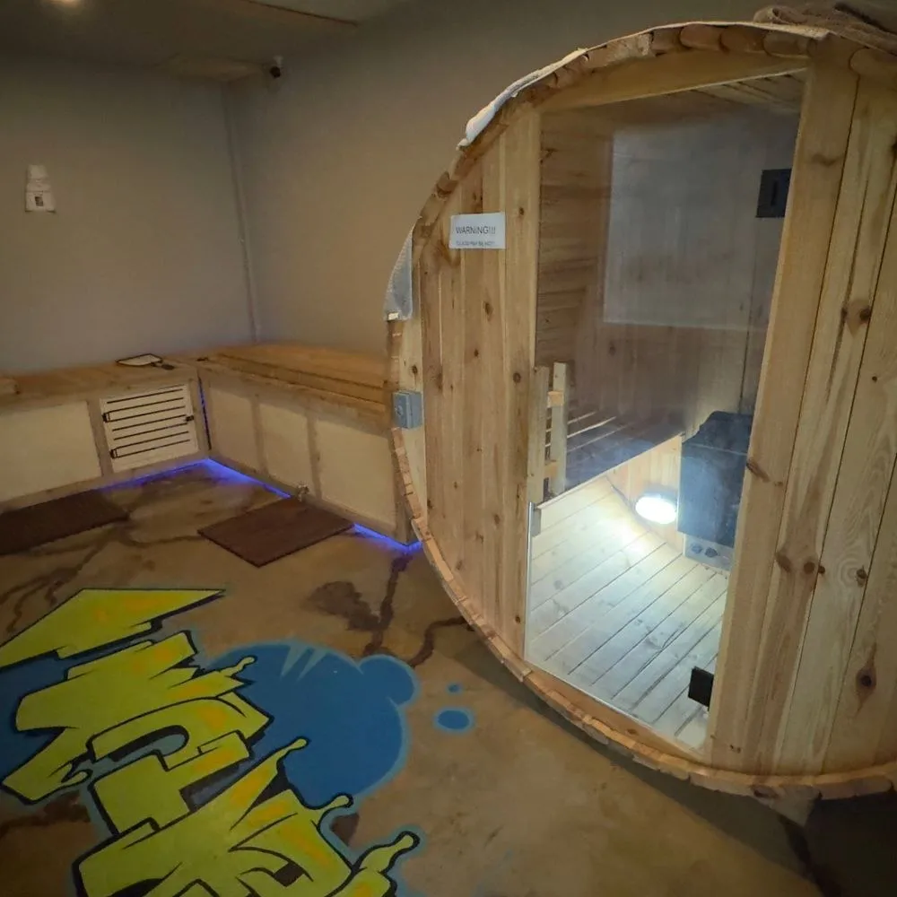 The barrel sauna inside Momentum Fitness